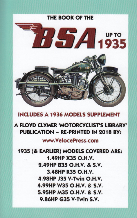 The Book of the BSA Up To 1935-Includes A 1936 Models Supplement (9781588501868)