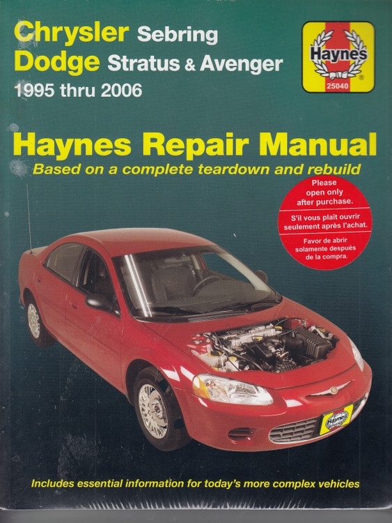 Chrysler Sebring Dodge Stratus & Avenger 1995 - 2006 Haynes Repair Manual (9781620920015)