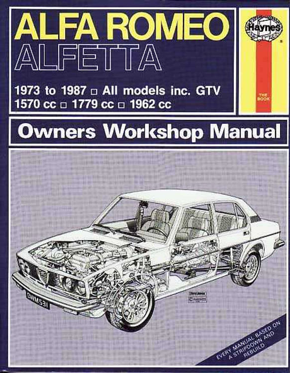 Alfa Romeo Alfetta, All Models including GTV 1973 - 1987 Workshop Manual