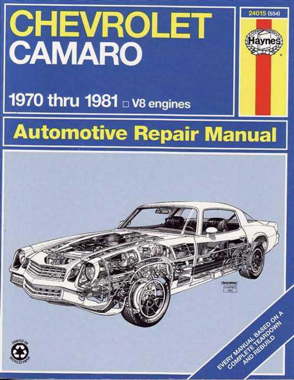 Chevrolet Camaro 1970 - 1981 V8 Workshop Manual