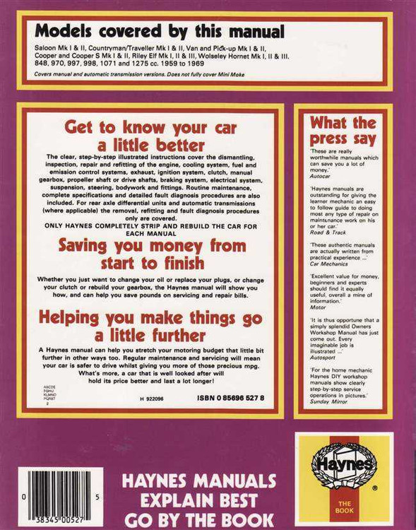 Mini 1959 - 1969 Workshop Manual Mini 1959 - 1969 Workshop Manual