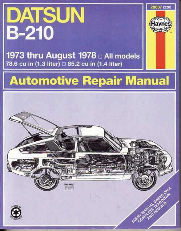 Nissan Datsun B-210 1973 - 1978 Workshop Manual