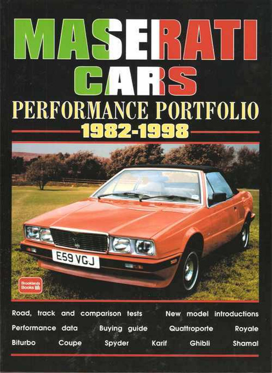 Maserati Cars Performance Portfolio 1982 - 1998