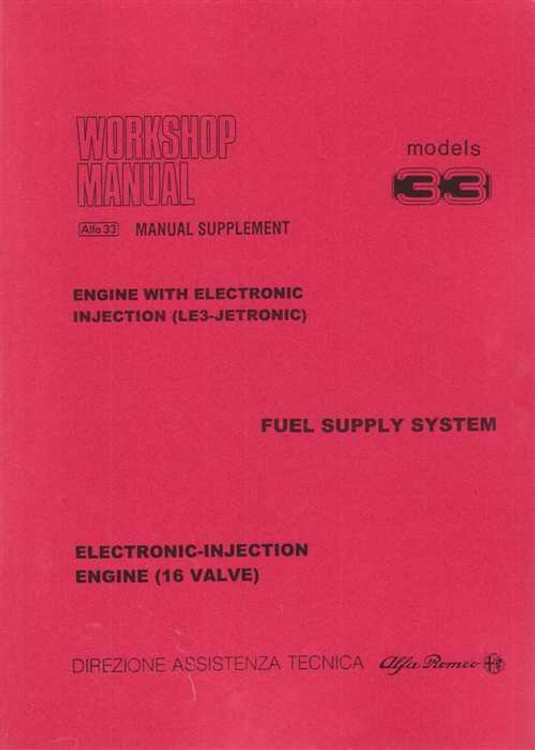 Alfa Romeo 33 Workshop Manual Supplement Vol. 2