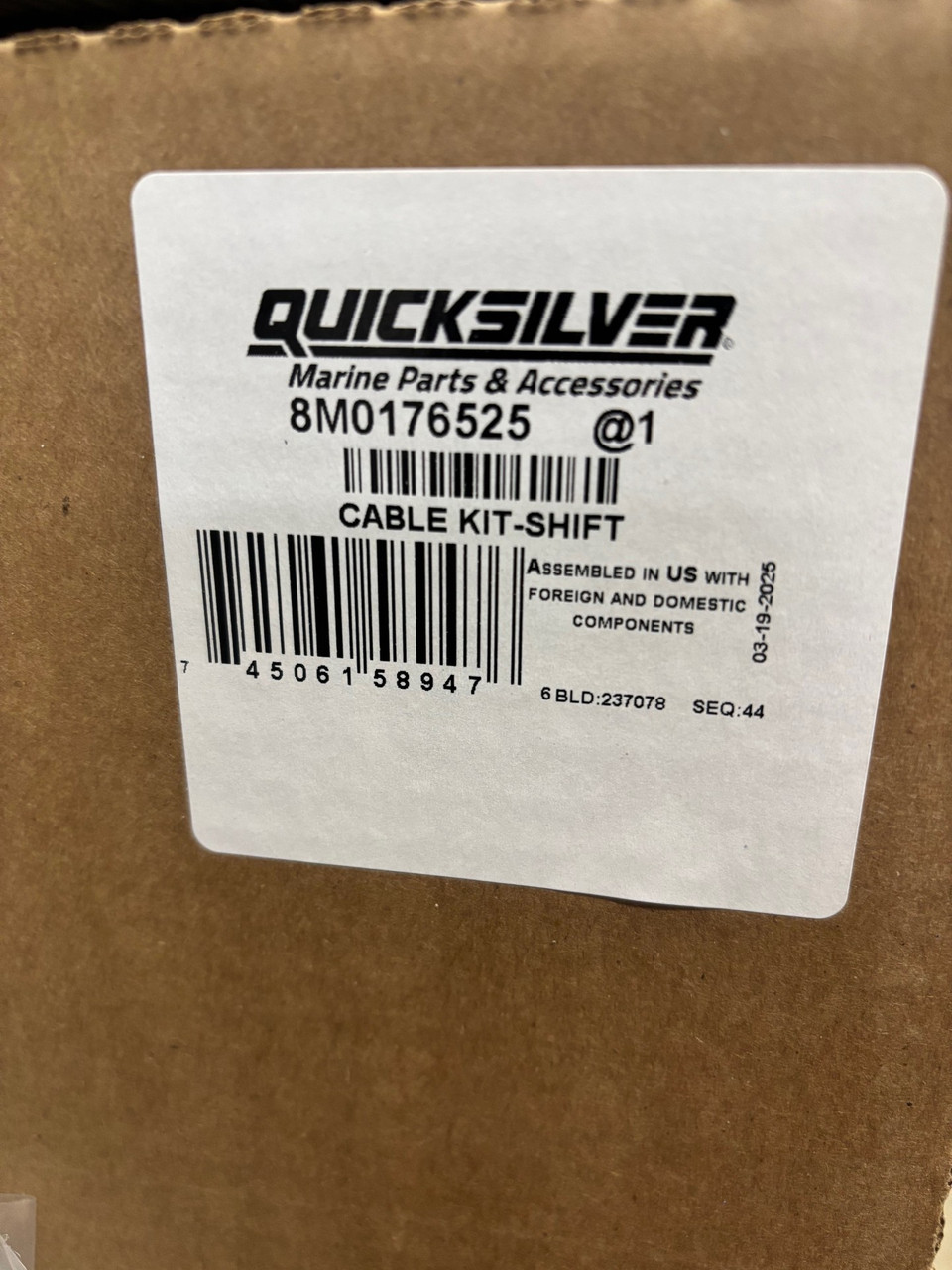 OEM Quicksilver/Mercury Alpha Shift Cable Kit 865436A03