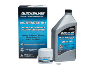 OEM Quicksilver/Mercury 15/20 HP Carb 4-Stroke SEA 25W-40 Oil Change Kit 8M0081910