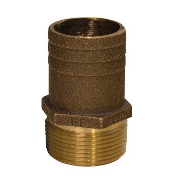 GROCO 1/2" NPT x 3/4" Bronze Full Flow Pipe to Hose Straight Fitting FF-500