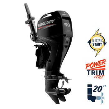 New Mercury 50ELHPT Command Thrust FourStroke Tiller (with new advanced tiller)  EFI 20" Shaft Electric Start Power Trim & Tilt Tiller Outboard 1F5145TJZ