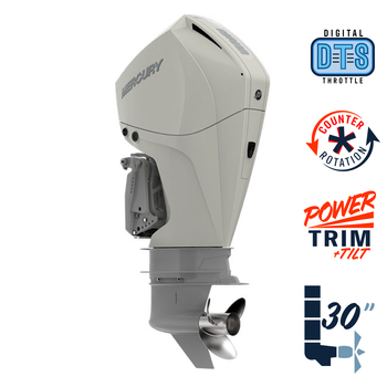 New Mercury 225CXXL FourStroke DTS Warm Fusion White 4.8" 1.85  30" Shaft Power Trim & Tilt Outboard 12250031A