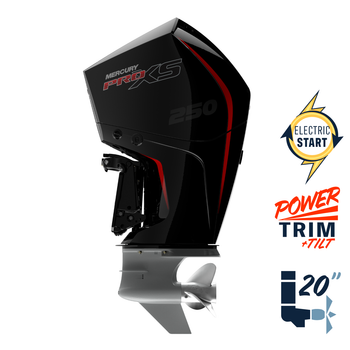 New Mercury 250L Pro XS TorqueMaster 1.75 20" Shaft Power Trim & Tilt Remote Outboard 12500033A New Mercury 250L Pro XS TorqueMaster 1.75 20" Shaft Power Trim & Tilt Remote Outboard 12500033A