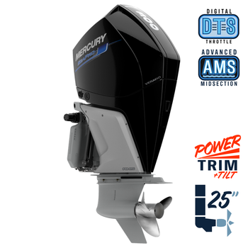 New Mercury 300XL SeaPro AMS 5.44" 1.75  25" Shaft Power Trim & Tilt Outboard 13000088A