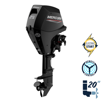 New Mercury 25EL EFI 20" Shaft Electric Start Four Stroke Remote Outboard 1A25312BK