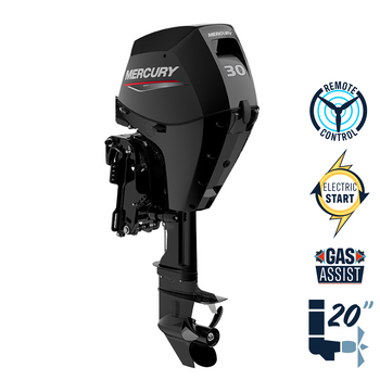 New Mercury 30ELGA FourStroke EFI 20" Shaft Electric Start Gas Assist Remote Outboard 1A3G313BK