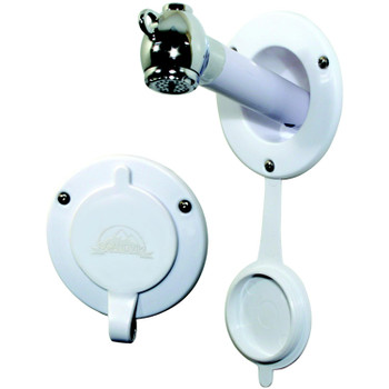 Scandvik 10750 Recessed Transom Shower For Vertical Installation With 6' White Nylon Hose - 10750P