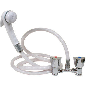 Scandvik Euro Shower Kit, White Sprayer With White Hose and Triangle Knobs - 14117