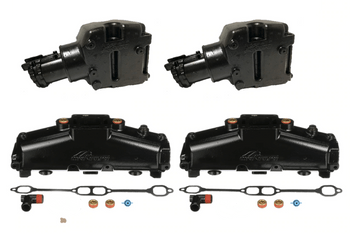 OEM MerCruiser 305/350  Exhaust Manifold & Riser Kit - 5.7 / 5.0 / 6.2 E-Coated (1986-2002) 860246Q11 807988Q03