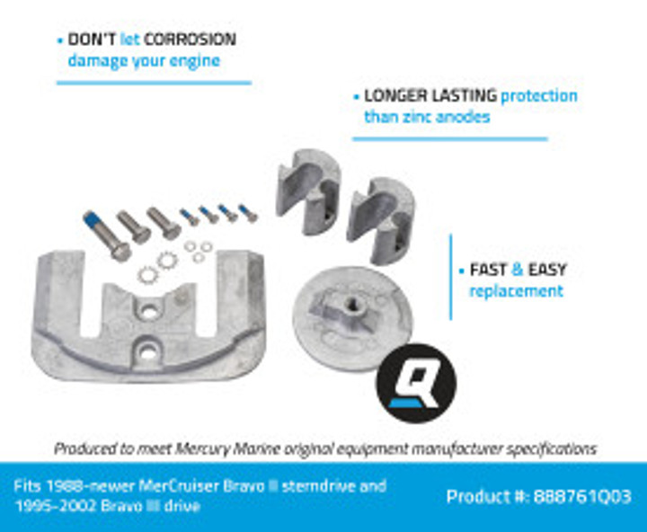 OEM Quicksilver/Mercury Anode Kit - Bravo 2/3 - Aluminum 97-888761Q03