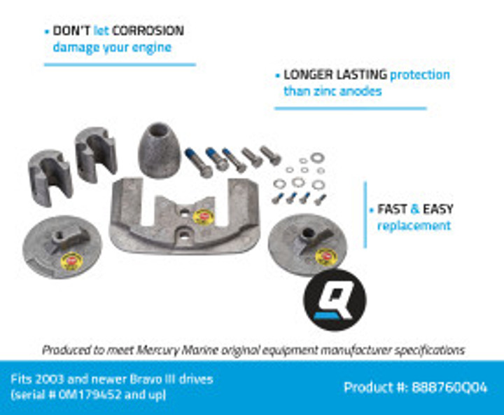 OEM Quicksilver/Mercury Anode Kit - Bravo 3 - Magnesium 97-888760Q04