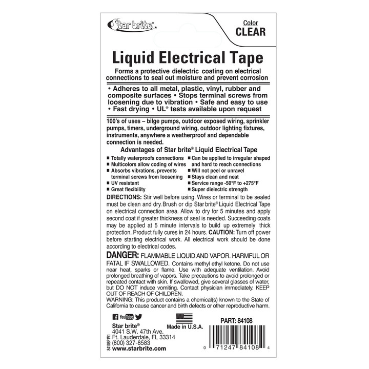 Starbrite Liquid Electric Tape Clear 4 Oz 84108