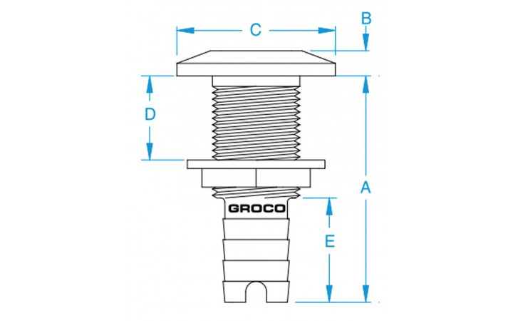 GROCO Stainless Steel Hose Barb Thru-Hull Fitting - 1" HTH-1000-S