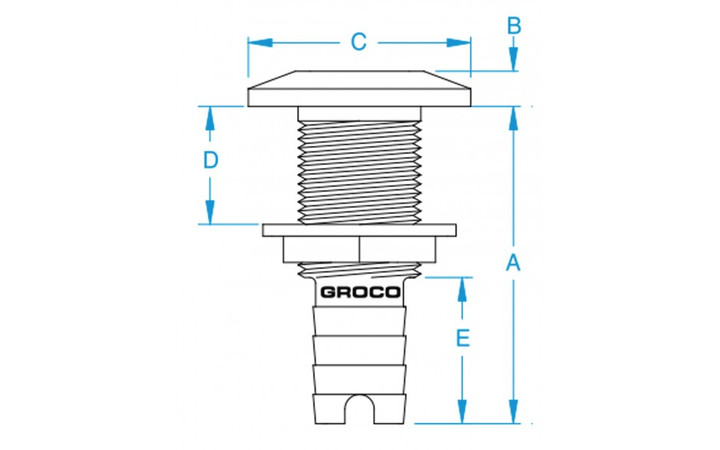 GROCO Stainless Steel Hose Barb Thru-Hull Fitting - 3/4" HTH-750-S
