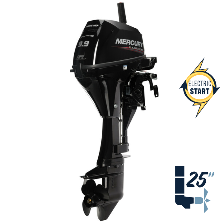 New Mercury 9.9EXLH Command Thrust 25" Shaft Electric Start Four Stroke Tiller Outboard 1F10361BK