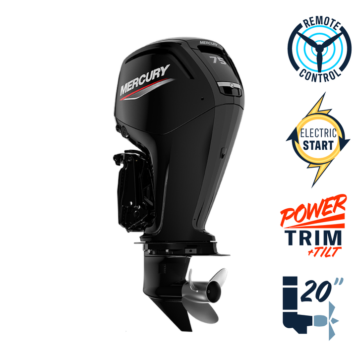 New Mercury 75ELPT FourStroke  20" Shaft Electric Start Power Trim & Tilt Remote Outboard 1F754132D