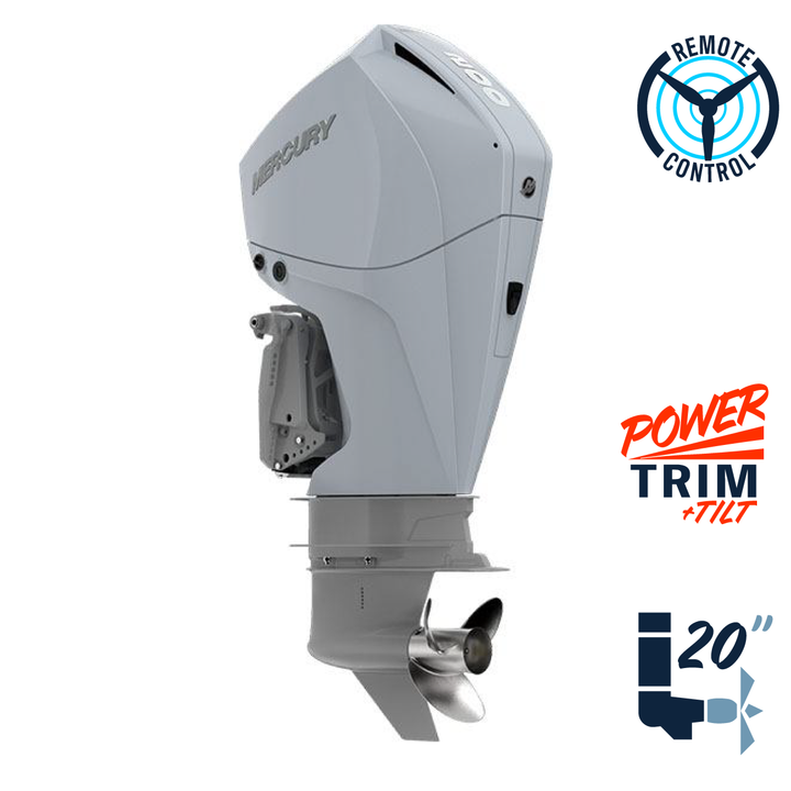 New Mercury 200L FourStroke Cold Fusion White 4.8" 1.85  20" Shaft Power Trim & Tilt Remote Outboard 12000002A