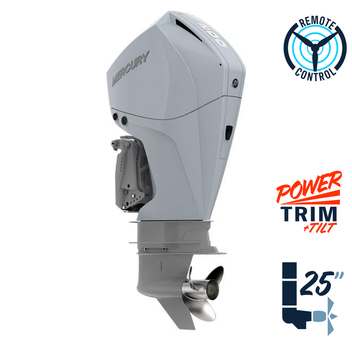 New Mercury 200XL FourStroke Cold Fusion White 4.8" 1.85  25" Shaft Power Trim & Tilt Remote Outboard 12000010A