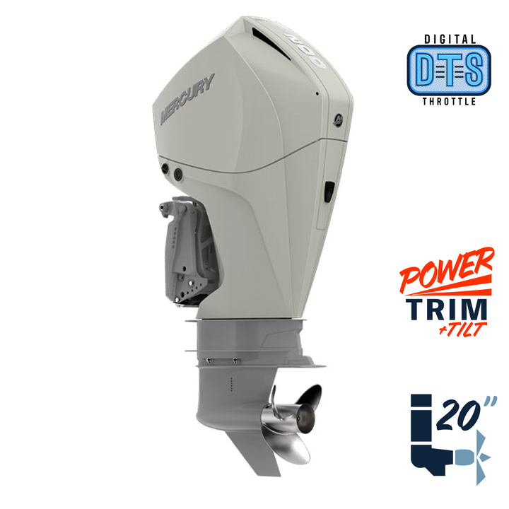 New Mercury 200L FourStroke DTS Warm Fusion White 4.8" 1.85  20" Shaft Power Trim & Tilt Outboard 12000007A