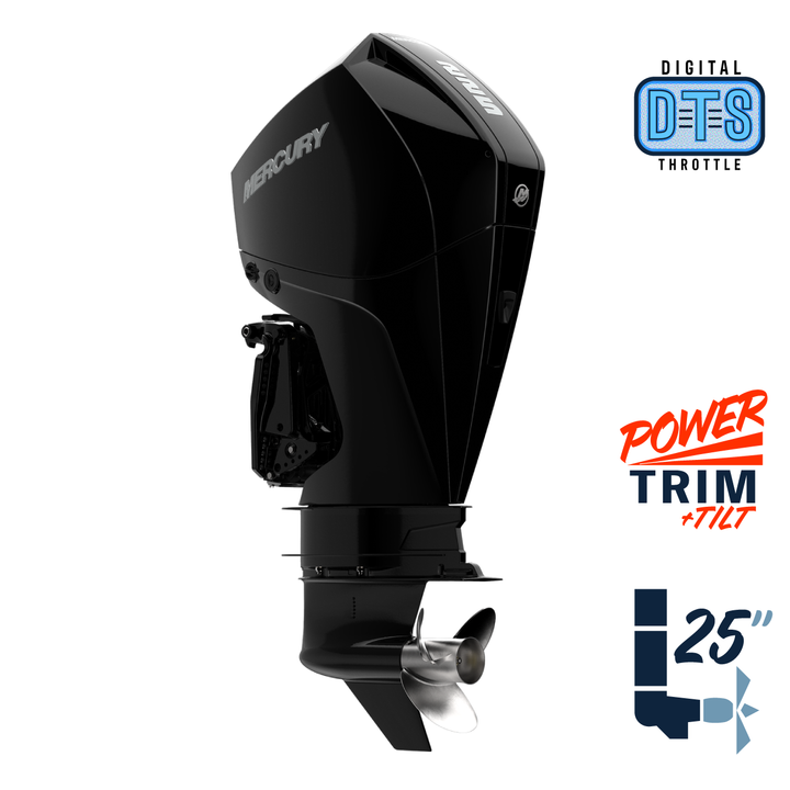 New Mercury 225XL FourStroke DTS 4.8" 1.85  25" Shaft Power Trim & Tilt Outboard 12250013A