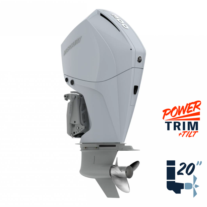 New Mercury 300L FourStroke Cold Fusion White 5.44" 1.75  20" Shaft Power Trim & Tilt Remote Outboard 13000003A