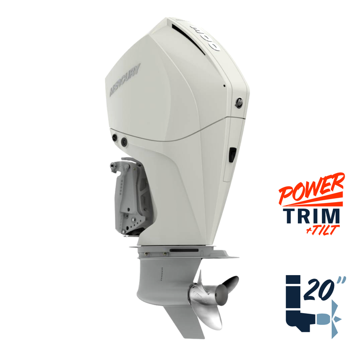 New Mercury 300L FourStroke Pearl Fusion White 5.44" 1.75  20" Shaft Power Trim & Tilt Remote Outboard 13000005A