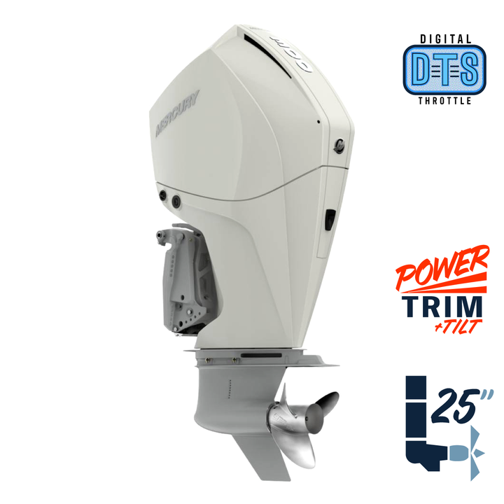 New Mercury 300XL FourStroke DTS Pearl Fusion White 5.44" 1.75  25" Shaft Power Trim & Tilt Outboard 13000017A