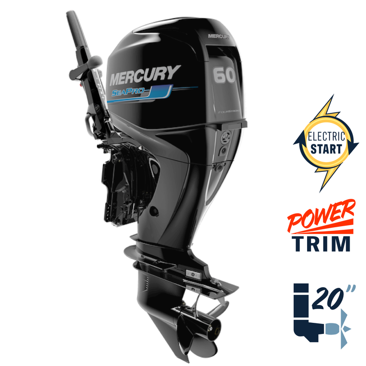 New Mercury 60ELHPT SeaPro Command Thrust Tiller  (with new advanced tiller)  EFI 20" Shaft Electric Start Power Trim & Tilt Tiller Outboard 1F6045TEZ