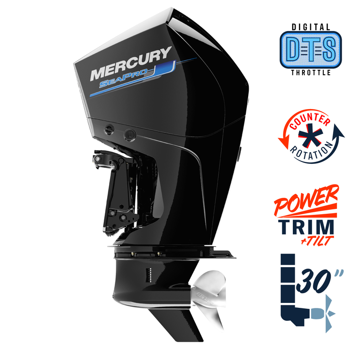 New Mercury 250CXXL SeaPro DTS 5.44" 1.75  30" Shaft Power Trim & Tilt Outboard 12500046A