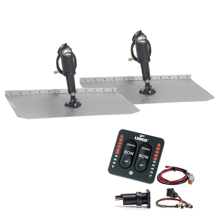 Lenco 12" x 12" Standard Trim Tab Kit w/LED Integrated Switch Kit 12V 15109103