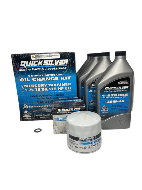 OEM Quicksilver/Mercury 75/90/115 HP EFI 4-Stroke SAE 25W-40 Oil Change Kit 8M0081913 OEM Quicksilver/Mercury 75/90/115 HP EFI 4-Stroke SAE 25W-40 Oil Change Kit 8M0081913