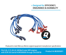 OEM Quicksilver/Mercury 555 Spark Plug Wires 84-863656A 1