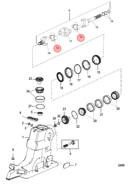 OEM Quicksilver/Mercury Gen 2 Cross & Bearing  805536A2