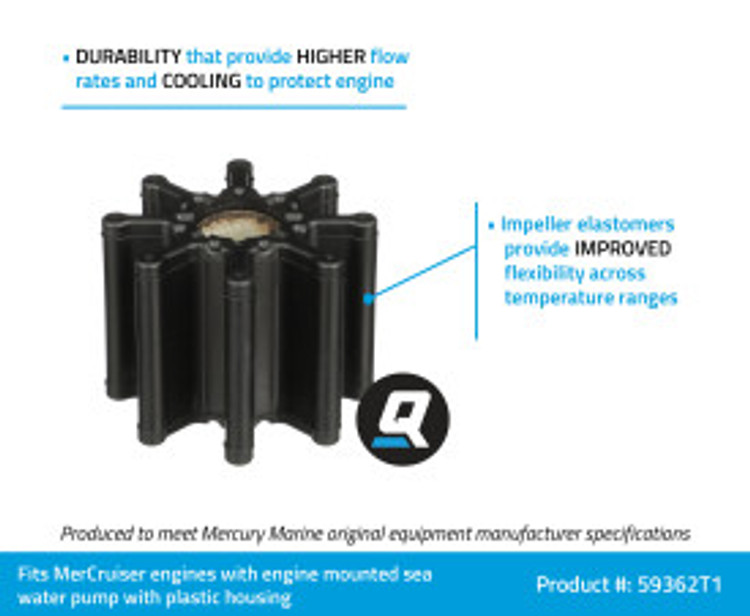 OEM Quicksilver/Mercury Seawater Pump Impeller 47-59362T1 OEM Quicksilver/Mercury Seawater Pump Impeller 47-59362T1