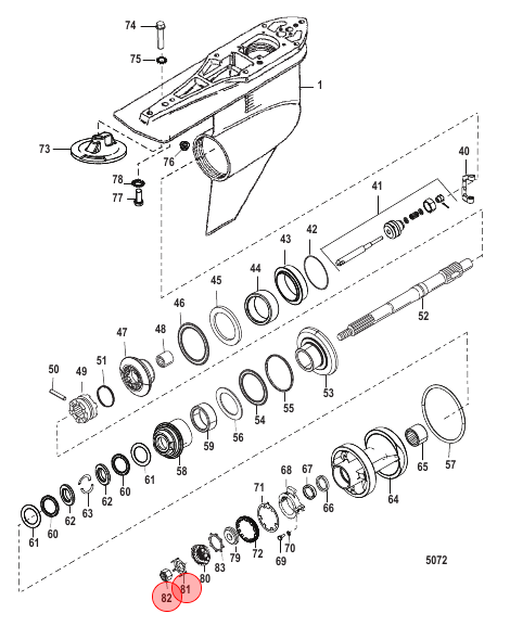 OEM MerCruiser Prop Nut Kit 11-52707Q1 OEM MerCruiser Prop Nut Kit 11-52707Q1