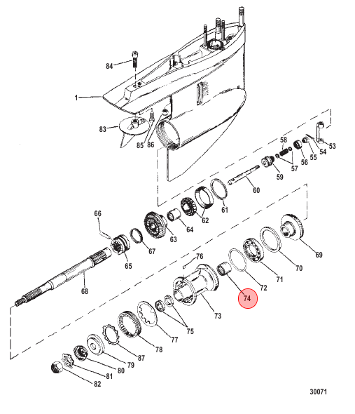 OEM MerCruiser Bearing Carrier Needle Brg 31-30956T OEM MerCruiser Bearing Carrier Needle Brg 31-30956T