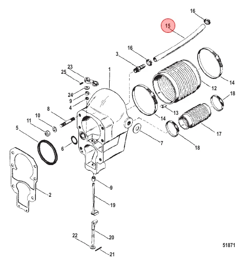 OEM MerCruiser Bell Housing Water Hose-5/8" 32-32461 OEM MerCruiser Bell Housing Water Hose-5/8" 32-32461
