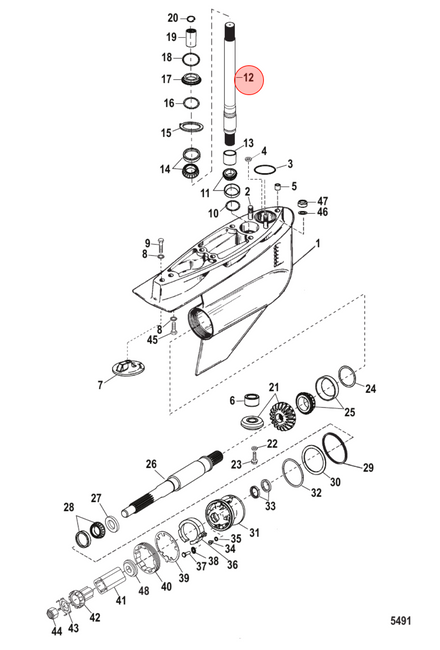 OEM Quicksilver/Mercury Bravo 1 & 3 Gear Housing Driveshaft Assembly 45-858517A3 OEM Quicksilver/Mercury Bravo 1 & 3 Gear Housing Driveshaft Assembly 45-858517A3