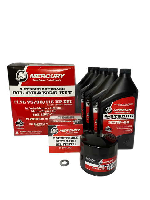 OEM Mercury 75/90/115 HP EFI  4- Stroke Outboard Oil Change Kit  SAE 25W-40 8M0081917