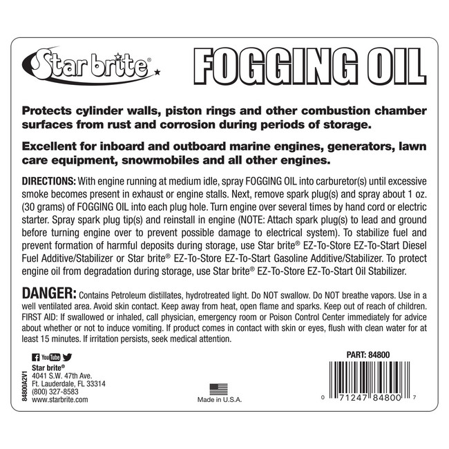 Starbrite Marine Boat Winterize Storage Fogging Oil (1 Gallon) 84800 Starbrite Marine Boat Winterize Storage Fogging Oil (1 Gallon) 84800