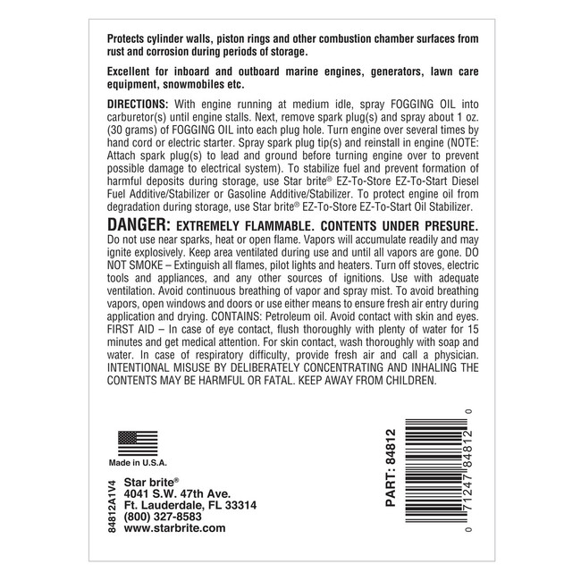 Starbrite Fogging Oil 12 Oz 84812 Starbrite Fogging Oil 12 Oz 84812