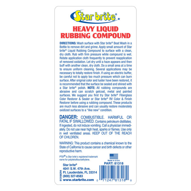 Starbrite Liquid Rubber Comp For Heavy Oxi Pint 81318
