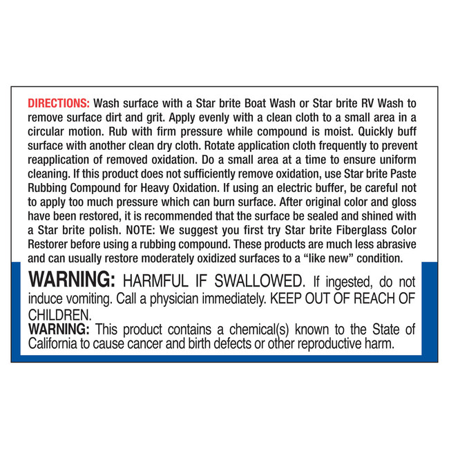 Starbrite Paste Rubber Comp/Med Oxi 14 Oz 82614 Starbrite Paste Rubber Comp/Med Oxi 14 Oz 82614